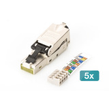 Digitus Connettore da campo CAT 6A STP cappuccio antipolvere/protezione contro le pieghe, 5 pezzi, Spina argento