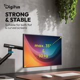 Digitus Supporto per monitor design singolo, 35", 10 kg, Base per monitor Nero