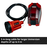 EINHELL GE-SP 18 LL Li (1x4,0Ah) 0,8 bar 4500 l/h, Pompe immersione e pressione rosso/Nero, 0Ah), Batteria, 0,8 bar, 4500 l/h, IPX8, Nero, Rosso