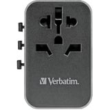 Verbatim 49546 Caricabatterie per dispositivi mobili, Viaggio di spina Nero/Argento, Policarbonato (PC), 2500 W, 75 mm, 50 mm, 54 mm, 180 g