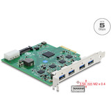 DeLOCK Scheda PCI-E x4 a 4 x USB-A 5 Gbps Doppio Canale, Scheda di interfaccia 
