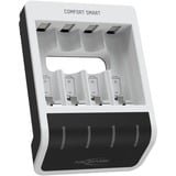 Ansmann Comfort Smart Batteria per uso domestico USB, Caricabatterie bianco/Nero, Nichel-Metallo Idruro (NiMH), Stilo AA, Mini Stilo AAA