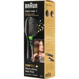 Braun Satin Hair 7 Adulto Spazzola piatta Nero 1 pz, Pennello Nero/Verde, Adulto, Spazzola piatta, Nero, Monocromatico, 235 mm, 68 mm