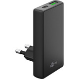 goobay Caricatore rapido doppio USB-C/A PD GaN 90°, Caricabatterie Nero