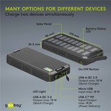 goobay Powerbank a ricarica rapida per esterni 20.000 mAh con solare Nero