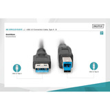 Digitus Cavo di collegamento USB 3.2 Gen 1 USB-A > USB-B Nero