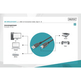Digitus Cavo di collegamento USB 3.2 Gen 1 USB-A > USB-B Nero
