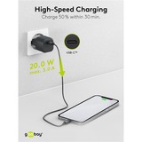 goobay Caricatore rapido USB-C Nano, PD, GaN, 20 Watt, Caricabatterie Nero