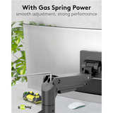 goobay Supporto per monitor singolo gaming con molla a gas, Base per monitor Nero