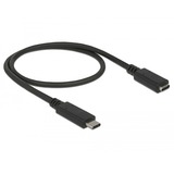 DeLOCK 85532 cavo USB 0,5 m USB 3.2 Gen 1 (3.1 Gen 1) USB C Nero, Cavo di prolunga Nero, 0,5 m, USB C, USB C, USB 3.2 Gen 1 (3.1 Gen 1), Nero