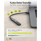 goobay Hub USB sottile a 4 porte, USB-A a USB-A, USB 3.2 grigio chiaro
