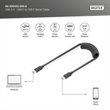 Digitus Cavo a spirale USB 2.0 USB-C > USB-C Nero