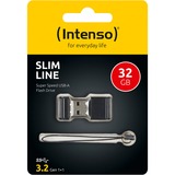 Intenso Slim Line unità flash USB 32 GB USB tipo A 3.2 Gen 1 (3.1 Gen 1) Nero, Chiavetta USB Nero, 32 GB, USB tipo A, 3.2 Gen 1 (3.1 Gen 1), 100 MB/s, Cuffia, Nero