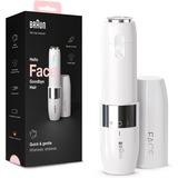 Braun Face FS1000 Mini Depilatore Donna, Depilazione Elettrica Viso, Facile E Veloce, Tocco Finale Per Baffetti, Mento E Guance, Per Un Make-up Più Semplice, Ideale In Viaggio, Con Luce Smartlight, Bianco, Rimozione dei capelli bianco/cromo, Depilazione Elettrica Viso, Facile E Veloce, Tocco Finale Per Baffetti, Mento E Guance, Per Un Make-up Più Semplice, Ideale In Viaggio, Con Luce Smartlight, Bianco, 1 testina/e, Bianco, Batteria, Stilo AA, 97 g, 200 mm