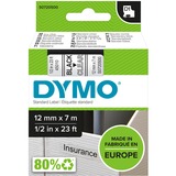 Dymo D1 etichette originali | stampa nera su trasparente | 12 mm x 7 m | etichette autoadesive per etichettatrice LabelManager | 1 Pezzo, Nastro di scrittura Nero trasparente, Poliestere, Belgio, -18 - 90 °C, DYMO, LabelManager, LabelWriter 450 DUO