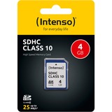 Intenso 4GB SDHC Classe 10, Scheda di memoria 4 GB, SDHC, Classe 10, 25 MB/s, Resistente agli urti, A prova di temperatura, A prova di raggi X, Nero