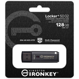 Kingston IronKey Locker+ 50 G2 128 GB, Chiavetta USB antracite, FIPS 197, AES-256, 128 GB, USB tipo A, 3.2 Gen 1 (3.1 Gen 1), 145 MB/s, Cuffia, Nero