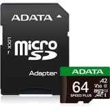 ADATA Speed Plus 64 GB MicroSDXC Classe 10, Scheda di memoria 64 GB, MicroSDXC, Classe 10, 160 MB/s, 140 MB/s, Class 3 (U3)