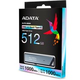 ADATA UE800 unità flash USB 512 GB USB tipo-C 3.2 Gen 2 (3.1 Gen 2) Argento, Chiavetta USB alluminio (spazzolato), 512 GB, USB tipo-C, 3.2 Gen 2 (3.1 Gen 2), 1000 MB/s, Lamina di scorrimento, Argento