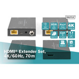 Digitus Set Extender HDMI 4K/60Hz, 70 Metri, Estensione HDMI Nero