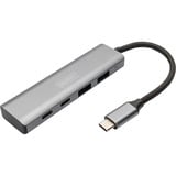 Digitus USB-C 4 porte 2x USB A + 2x USB-C, Hub USB argento