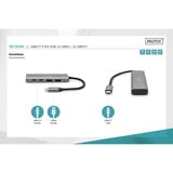 Digitus USB-C 4 porte 2x USB A + 2x USB-C, Hub USB argento