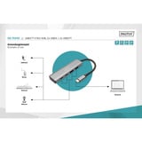 Digitus USB-C 4 porte 2x USB A + 2x USB-C, Hub USB argento
