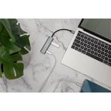 Digitus USB-C 4 porte 2x USB A + 2x USB-C, Hub USB argento