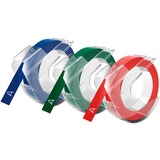 Dymo 3D Nastro Etichette a Rilievo Autoadesive | Rotoli da 9 mm x 3 m | stampa bianca su nerorosso e blu |Per Omega e Junior etichettatrice a rilievo| Confezione da 3, Nastro di scrittura Belgio, 3 m, 3 pz, 89 mm, 105 mm, 50 mm