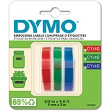 Dymo 3D Nastro Etichette a Rilievo Autoadesive | Rotoli da 9 mm x 3 m | stampa bianca su nerorosso e blu |Per Omega e Junior etichettatrice a rilievo| Confezione da 3, Nastro di scrittura Belgio, 3 m, 3 pz, 89 mm, 105 mm, 50 mm