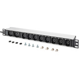 Digitus Multipresa 19" PDU con profilo in alluminio, 10 vie, 8x C13, 2x C19, Ciabatta Nero/alluminio