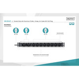 Digitus Multipresa 19" PDU con profilo in alluminio, 10 vie, 8x C13, 2x C19, Ciabatta Nero/alluminio