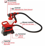 EINHELL Sistema di verniciatura a spruzzo a batteria Power X-Change TE-SY 18/90 Li-Solo, 18 Volt, Pistola a spruzzo rosso/Nero