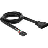DeLOCK Cavo adattatore USB 2.0, connettore femmina header 9 pin > connettore maschio header USB 3.2 Nero