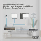 Digitus Gigabit 8 porte, Interruttore Nero