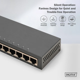Digitus Gigabit 8 porte, Interruttore Nero