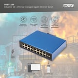 Digitus Gigabit Ethernet industriale gestito L2 16+2 porte, Interruttore 