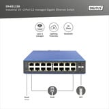 Digitus Gigabit Ethernet industriale gestito L2 16+2 porte, Interruttore 