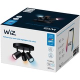 WiZ IMAGEO 3x faretto orientabile Piastra rotonda, Luce LED Nero, Wi-Fi/Bluetooth, Nero, Wi-Fi 4 (802.11n), 802.11b, 802.11g, LED, Metallo, GU10