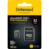 Intenso 3424480 memoria flash 32 GB MicroSD UHS-I Classe 10, Scheda di memoria Nero, 32 GB, MicroSD, Classe 10, UHS-I, Class 1 (U1), A prova di temperatura, Resistente agli urti, Impermeabile, A prova di raggi X