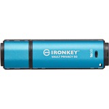 Kingston IronKey 16GB Vault Privacy 50 crittografia AES-256, FIPS 197, Chiavetta USB celeste/Nero, FIPS 197, 16 GB, USB tipo A, 3.2 Gen 1 (3.1 Gen 1), 250 MB/s, Cuffia, Nero, Blu