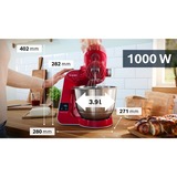 Bosch Serie 4 MUM5X720 robot da cucina 1000 W 3,9 L Rosso, Argento Bilance incorporate rosso/Argento, 3,9 L, Rosso, Argento, Touch, 2,7 kg, 1,1 m, 4 dischi