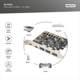 Digitus Scheda PCIe 2x USB-C + 3x USB A, Scheda di interfaccia 