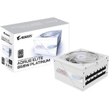 GIGABYTE AORUS ELITE P850W ICE Alimentatore - PCIe 5.0, 80 PLUS Platinum, Design completamente modulare, Ventola da 120 mm, Compatibile con ATX 3.0, Spina EU, Alimentatore PC bianco, 80 PLUS Platinum, Design completamente modulare, Ventola da 120 mm, Compatibile con ATX 3.0, Spina EU, 850 W, 100 - 240 V, 50/60 Hz, 12 A, Attivo, 125 W