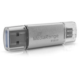 MediaRange Chiavetta di memoria combo 512 GB, Chiavetta USB argento/trasparente