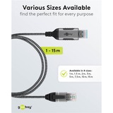 goobay Cavo adattatore Ethernet USB-A 3.2 Gen1 > RJ-45, Slim Nero/grigio