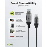 goobay Cavo adattatore Ethernet USB-A 3.2 Gen1 > RJ-45, Slim Nero/grigio
