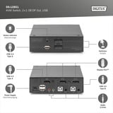 Digitus KVM Switch DisplayPort 2x1, Switch KVM Nero