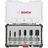 Bosch 2607017466 Set di punte 6 pz, Fresa Set di punte, 8 mm, 6 pz, 54, 50, 60, 60, 60, 60 mm, 20, 20, 30, 30, 30, 30 mm, 6, 8, 10, 12, 16, 20 mm