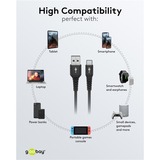goobay Cavo tessile USB 2.0 supersoft, connettore USB-A > connettore USB-C Nero